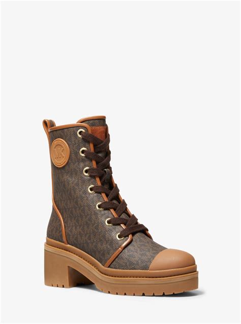 michael michael kors corey logo combat boot|michael kors haskell bootie.